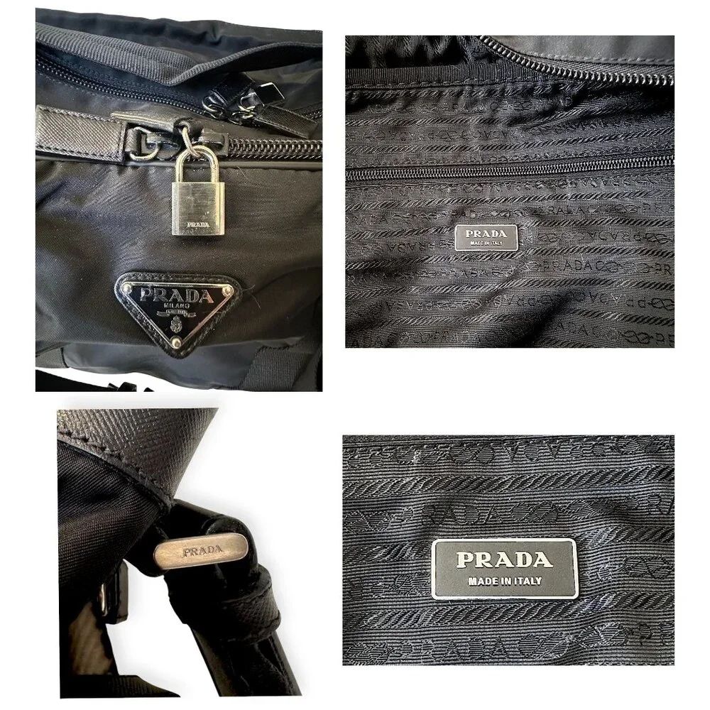 Prada Viaggio V58 2-Way Nylon Travel Carry-On Bag Nero with Padlock & Keys